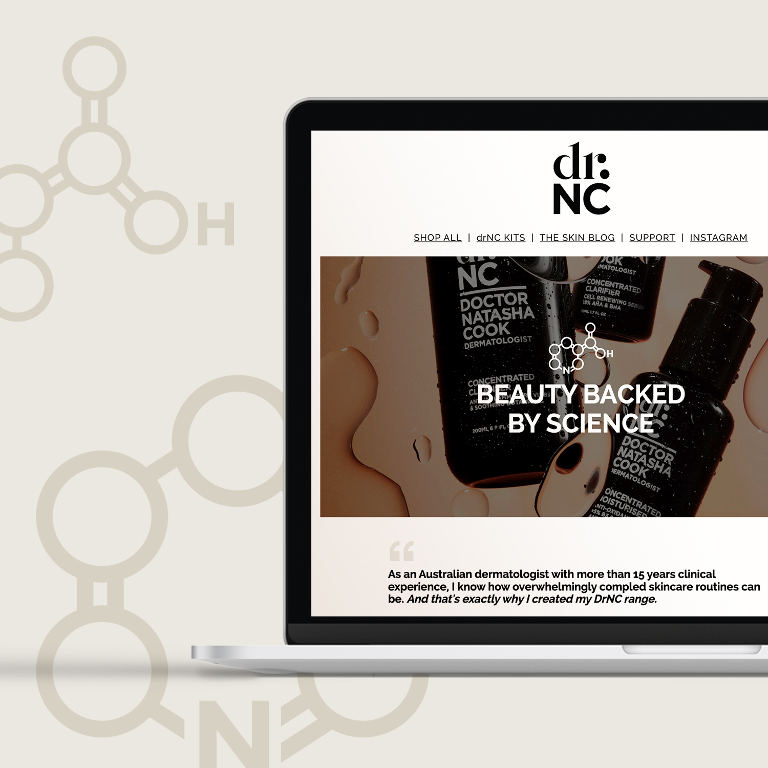 Klaviyo Email Design & Shopify Quiz for skin care brand dr.NC